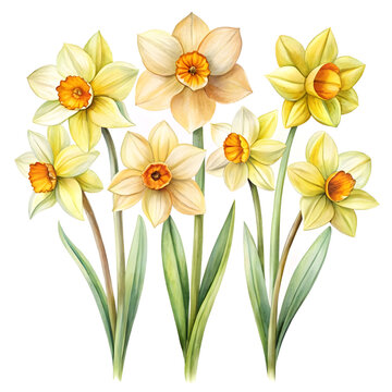 set of watercolor daisy flowers clipar
