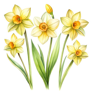 set of watercolor daisy flowers clipar