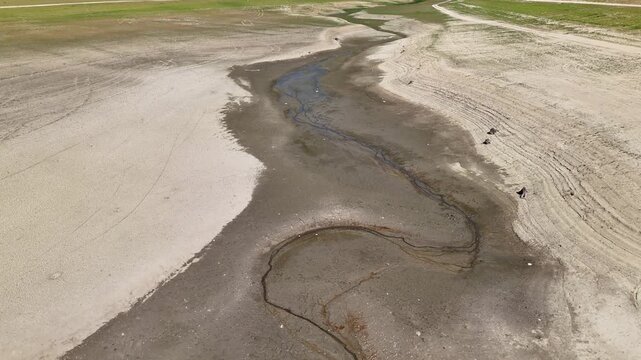 Drying up of a dam water shortage and drought video
