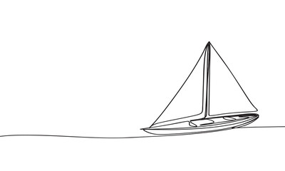 Sailing Yacht A Continuous Line Drawing