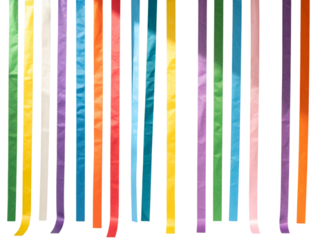 Colorful hanging ribbons isolated on transparent background - Powered by Adobe