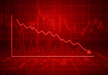 red downward trending graph arrow, financial crisis stock market loss