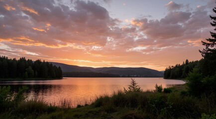 sunset over the lake