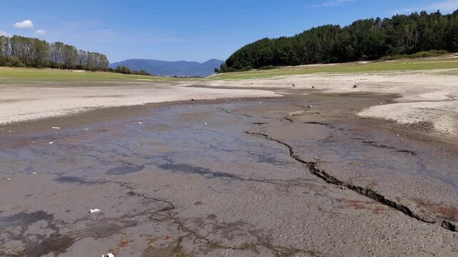 Drying up of a dam water shortage and drought video
