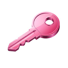 A single shiny pink key isolated on a black background
