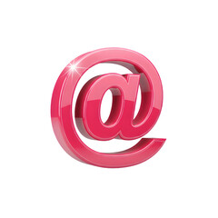 Glossy pink at symbol isolated on black background