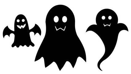 Obraz premium Spooky Ghost Vector Illustrations Set