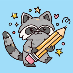 cute vector raccoon
