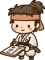 Obraz premium A boy studying in Japanese ninja style 