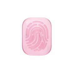 Pink fingerprint icon on a black background