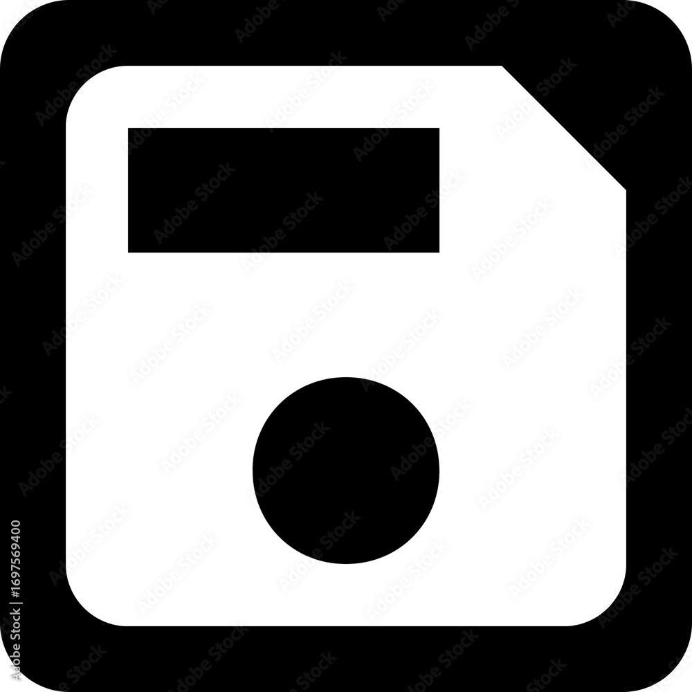 Poster floppy disk save data storage button icon