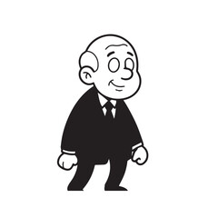 Old person in formal suit black and white vector illustration portrait elegant classic digital artwork