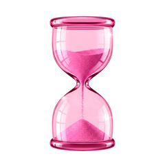 Pink hourglass with sand flowing on a black background