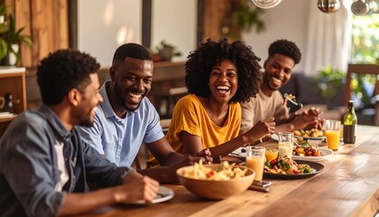 Obraz premium Friends enjoying a meal together
