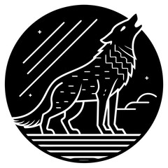 Fototapeta premium Silhouette of a fox in the night moon