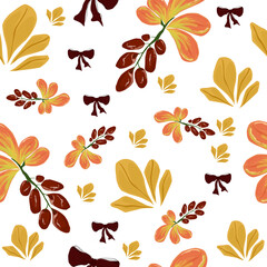 Obraz premium seamless or background leaves and floral pattern in warm fall color