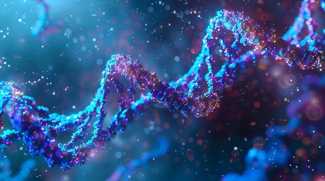 Abstract representation of a DNA helix in digital biotechnology and science - Powered by Adobe
