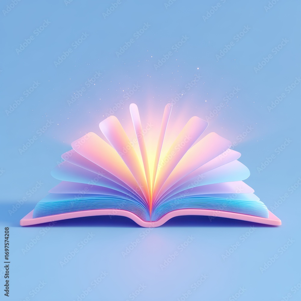 Poster illuminated knowledge: an open book emanates radiant light, symbolizing wisdom, learning, and the tr