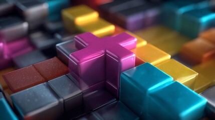 Fototapeta premium Colorful Abstract Puzzle Blocks Arranged in an Interesting Pattern