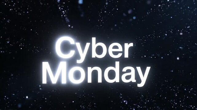 Futuristic digital shopping day promotion background with glowing typography and abstract particles for e-commerce advertising and online sales events