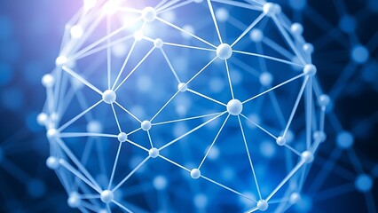 An abstract cosmic-inspired network structure in blue and white, evoking futuristic connections.