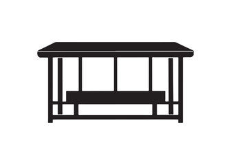 Fototapeta premium Public bus stop shelter silhouette, urban transport vector illustration design isolated on white.