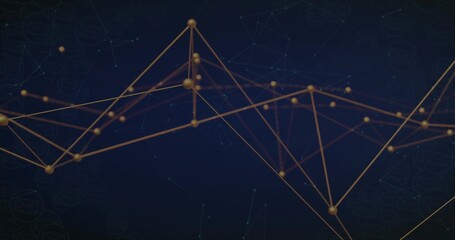Displaying 3D network in digital map, connecting gold nodes with thin lines and faint light points