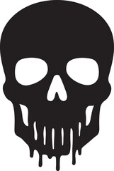 Melting Skull Vector Illustration & Silhouette Creepy Dripping Skull Icon for Halloween Punk & Grunge Designs