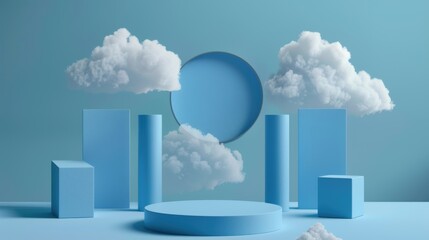 3D Minimalist Illustration: Geometric Shapes for E-commerce Product Display & Wallpaper