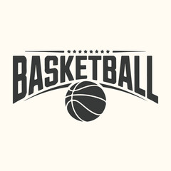 Vector art of basketball logo with text and ball