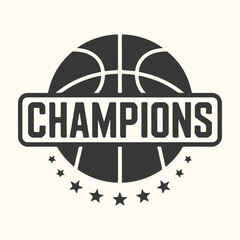 Vector art of basketball champions logo with stars and text