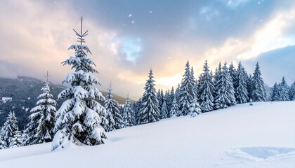 Obraz premium 針葉樹林 雪ともみの木の幻想的な風景