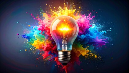 Colorful lightbulb explosion
