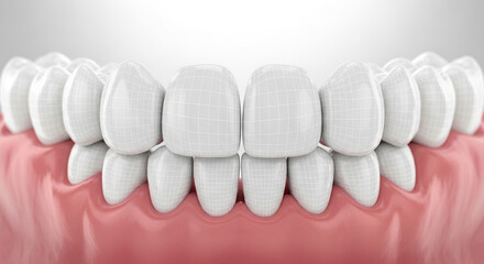 Perfectly aligned white teeth with subtle grid overlay for dental education and design projects