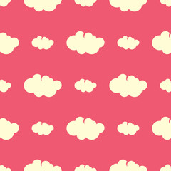 Seamless Cloud Pattern with pink background