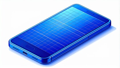 A smartphone with a unique solar panel design, symbolizing sustainable technology. The device is a sleek, modern design and embodies the future of eco-friendly devices
