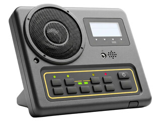 Obraz premium Electronic control panel with a speaker and digital display on a transparent background