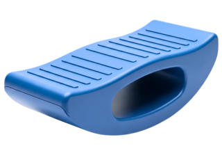 Blue plastic foot rocker for stretching calf muscles at home on a transparent background