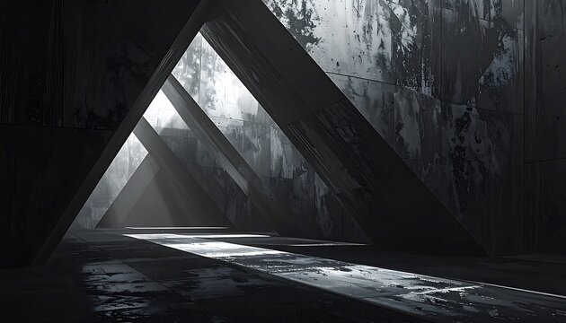 Dark, triangular concrete corridor