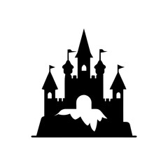 Obraz premium Black silhouette castle vector