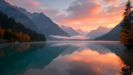 sunset over the lake