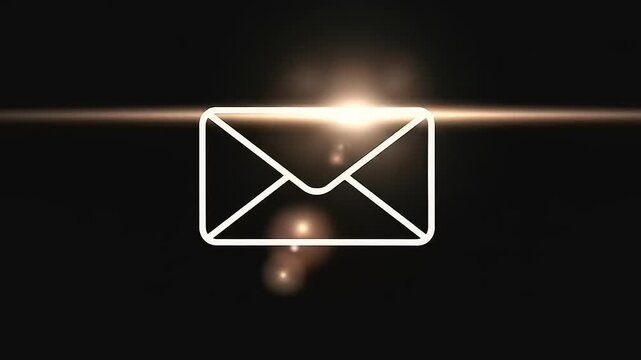 Minimalistic envelope icon illuminated by a soft glow against a dark background, symbolizing communication