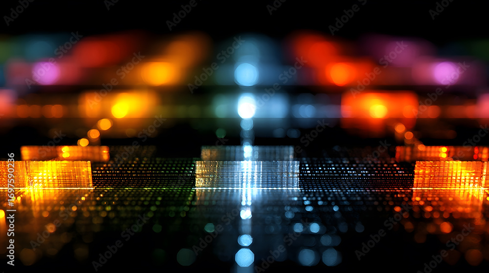 Aufkleber abstract colorful light patterns on a reflective surface