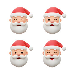 Santa Claus cartoon faces set