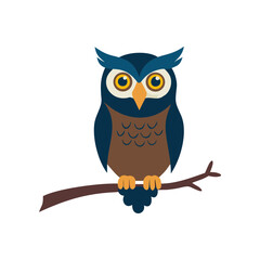 Owl perched upright kawaii vector 