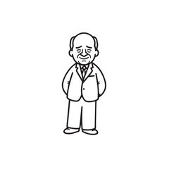 Old person in formal suit black and white vector illustration portrait elegant classic digital artwork
