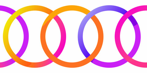 Obraz premium Interlocking colorful gradient rings forming a continuous wave pattern on a white background