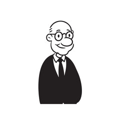 Old person in formal suit black and white vector illustration portrait elegant classic digital artwork
