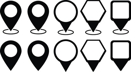 Location icon. Map pin icon set. location marker. location pin. Navigation pin icon in black modern and lines and solid. Vector illustration.
