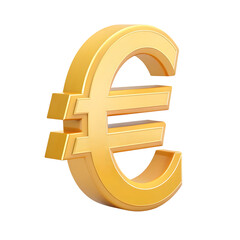 Golden Euro Symbol isolated on a transparent background